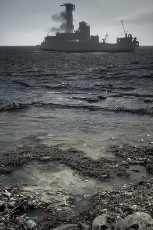 [Ai Greem] 환경 오염 084: 해양 오염 & 수질 오염을 주제로 한 초현실주의 Ai 무료 이미지