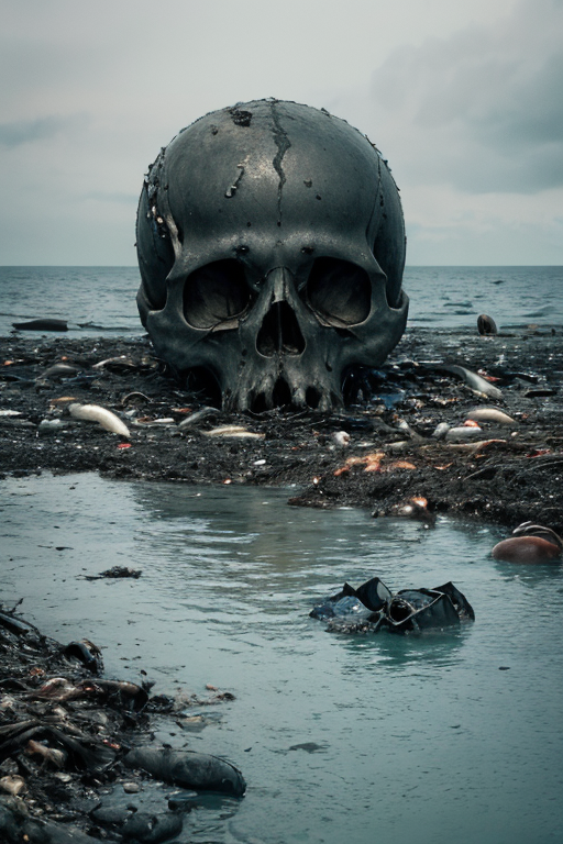 [Ai Greem] 환경 오염 081: 환경 오염 문제, 수질 오염 문제, 해양 오염 문제, 병든 바다, 쓰레기 문제, 죽음의 바다, 오염된 바다, Ai 무료 이미지