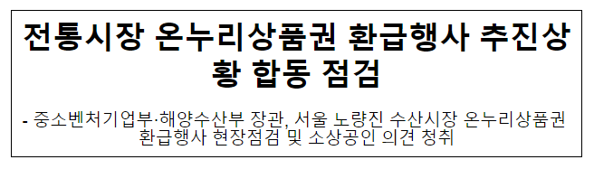 전통시장 온누리상품권 환급행사 추진상황 합동 점검