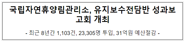 국립자연휴양림관리소, 유지보수전담반 성과보고회 개최