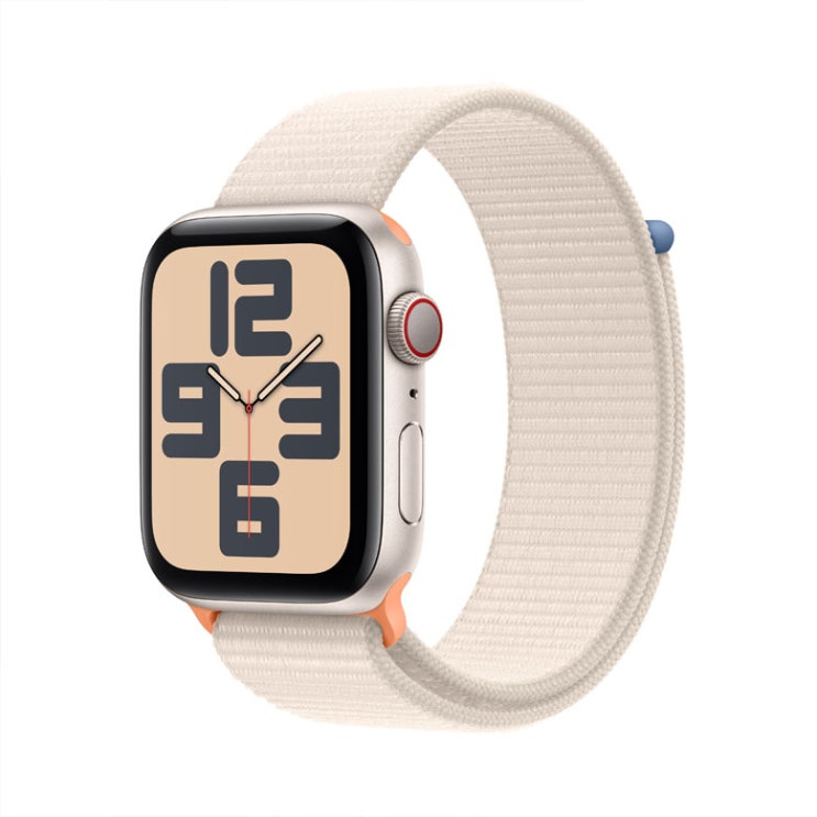  애플워치SE 2세대 44mm GPS+Cellular 스타라이트 알루미늄 케이스, 스타라이트 스포츠 루프 MRH23KH/A