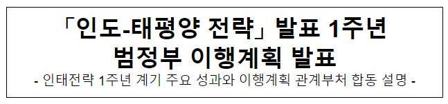 「인도-태평양 전략」 발표 1주년 범정부 이행계획 발표 「인도-태평양 전략」 발표 1주년 범정부 이행계획 발표