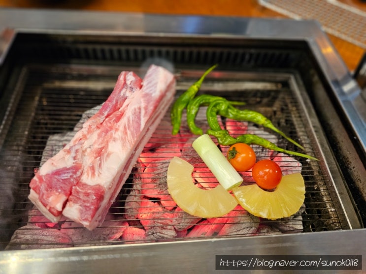  정발산 고기집 화씨이육공 마블꽃삼겹 맛이 예술