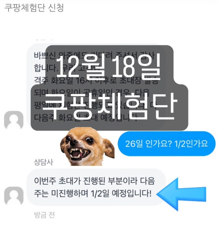  12월 18일 4시 쿠팡체험단 리뷰 다음 쿠팡체험단은 1월 2일 #26번째