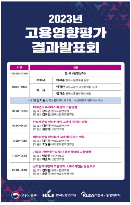 2023년 고용영향평가 결과발표회 개최 2023년 고용영향평가 결과발표회 개최