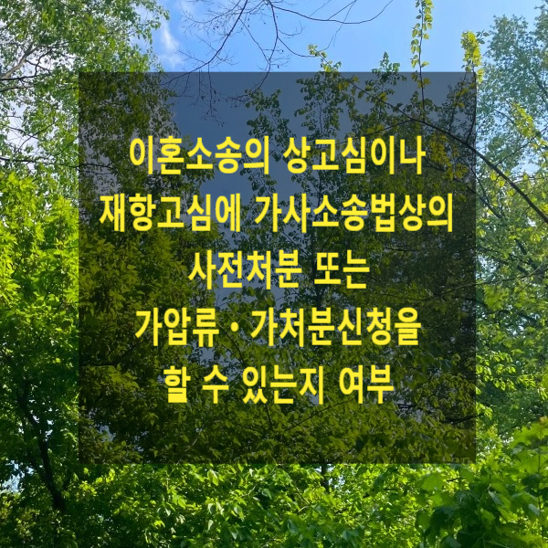  이혼소송의 상고심이나 재항고심에 가사소송법상의 사전처분 또는 가압류ㆍ가처분신청을 할 수 있는지 여부(접근금지가처분)