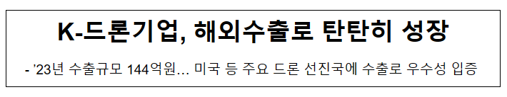 K-드론기업, 해외수출로 탄탄히 성장 K-드론기업, 해외수출로 탄탄히 성장