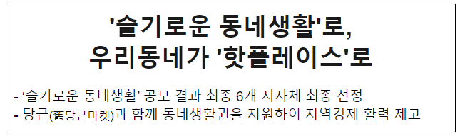 ‘슬기로운 동네생활’로, 우리동네가 ‘핫플레이스’로 ‘슬기로운 동네생활’로, 우리동네가 ‘핫플레이스’로
