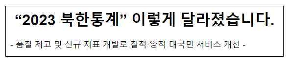 “2023 북한통계” 이렇게 달라졌습니다.