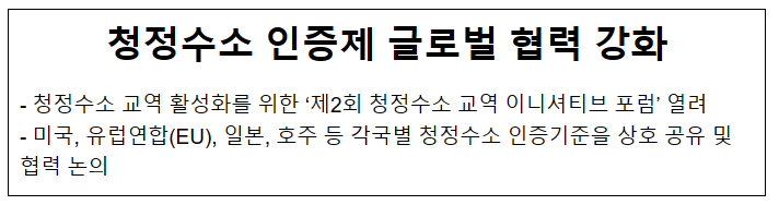 청정수소 인증제 글로벌 협력 강화