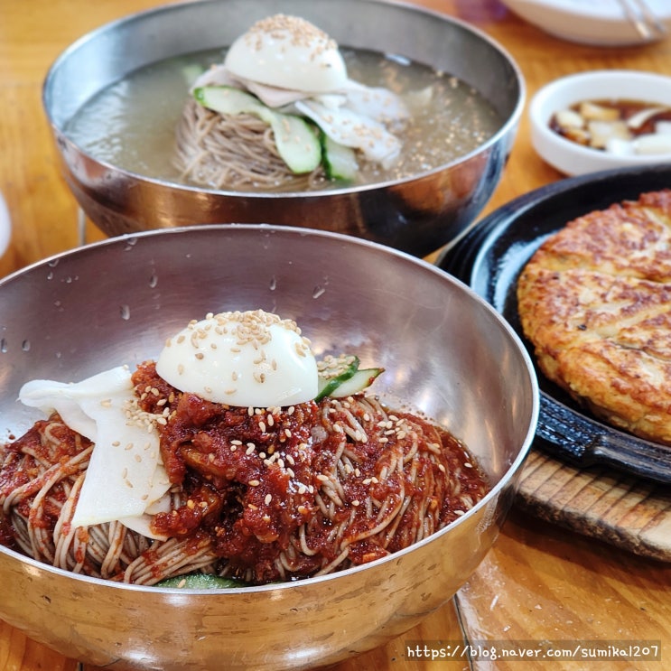 파주 맛집 오두산막국수 헤이리마을 메밀막국수 녹두전 후기