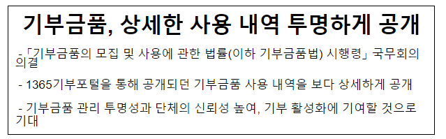 기부금품, 상세한 사용 내역 투명하게 공개