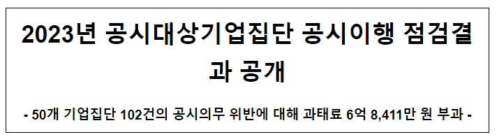 2023년 공시대상기업집단 공시이행 점검결과 공개 2023년 공시대상기업집단 공시이행 점검결과 공개