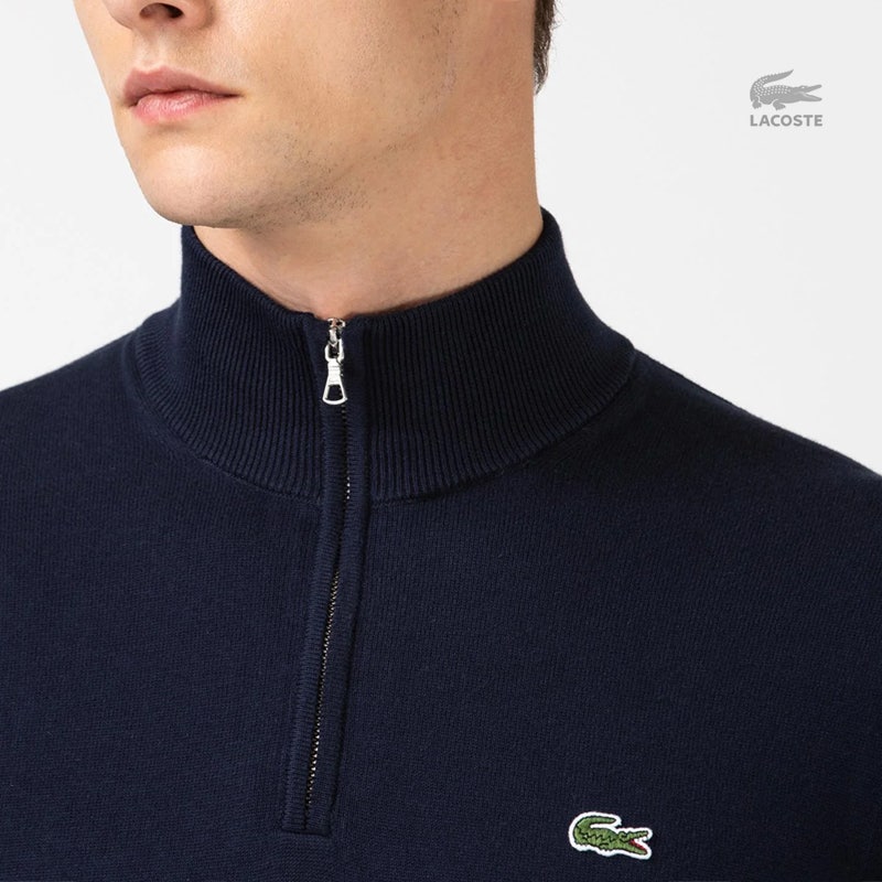 라코스테 23FW CLASSIC 쿼터집업 코튼 니트 NV