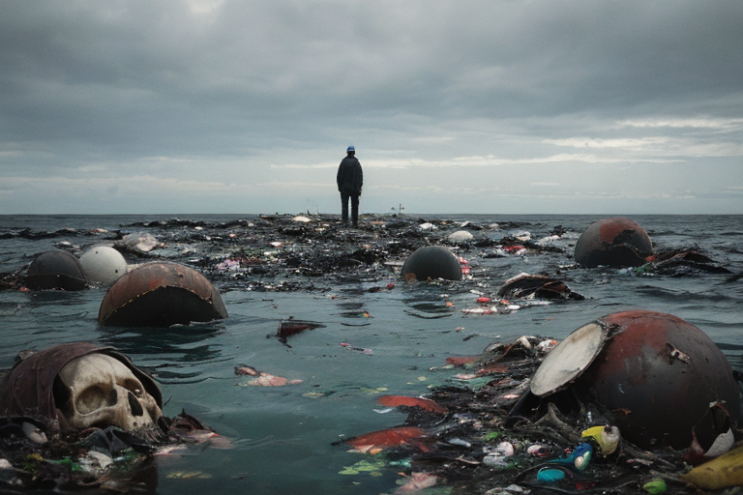 [Ai Greem] 환경 오염 091: 환경 오염 문제, 수질 오염 문제, 해양 오염 문제, 병든 바다, 쓰레기 문제, 죽음의 바다, 오염된 바다, Ai 무료 이미지