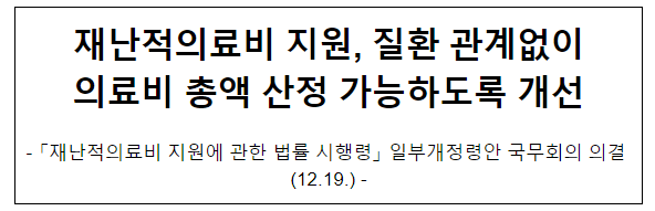 재난적의료비 지원, 질환 관계없이 의료비 총액 산정 가능하도록 개선