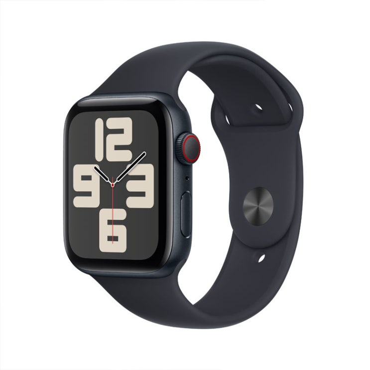  애플워치SE 2세대 44mm GPS+Cellular S/M 미드나이트 알루미늄 케이스, 미드나이트 스포츠 밴드 MRH53KH/A