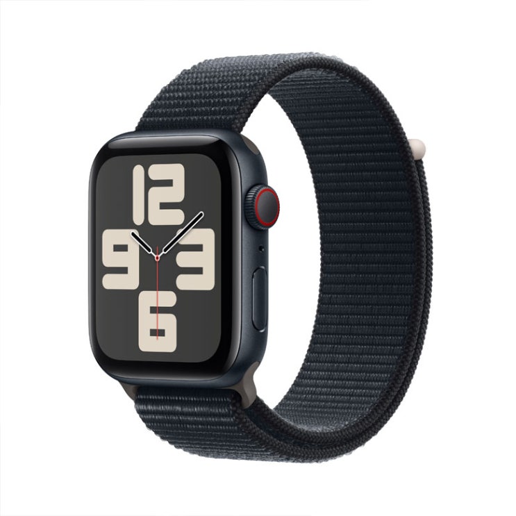  애플워치SE 2세대 44mm GPS+Cellular 미드나이트 알루미늄 케이스, 미드나이트 스포츠 루프 MRHC3KH/A