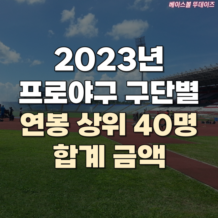 프로<b>야구</b> 구단별 연봉 상위 40명 합계 금액 발표! <b>샐러리캡</b>... 