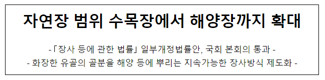 자연장 범위 수목장에서 해양장까지 확대