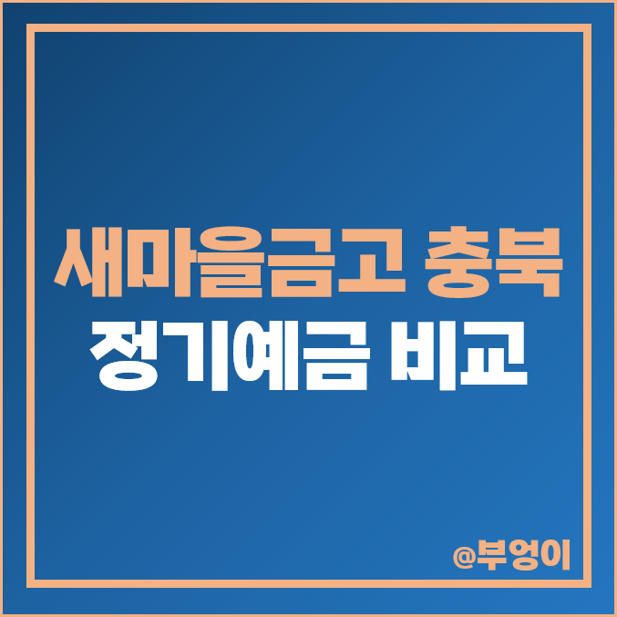 충북 새마을금고 정기예금 금리 높은 곳 비교 예금 특판 추천