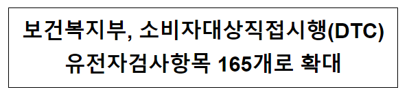 보건복지부, 소비자대상직접시행(DTC) 유전자검사항목 165개로 확대