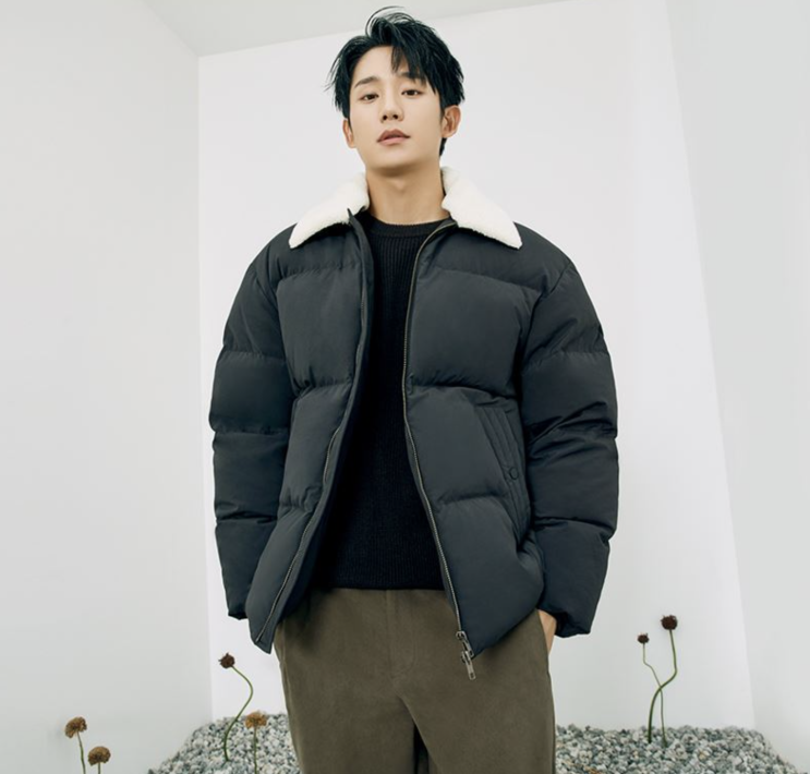  정해인 마인드브릿지 남자 숏 패딩 페이크퍼자켓 겨울 남친룩 코디 정보