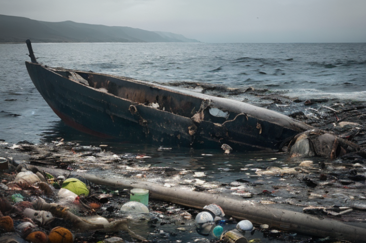 [Ai Greem] 환경 오염 094: 환경파괴, 환경오염, 해양오염에 경각심을 주는 Ai 무료 이미지