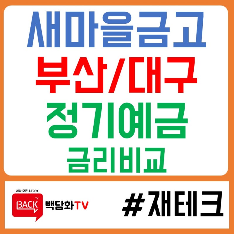 [재테크 정보] 12월 4주차 새마을금고 정기예금 금리비교 in 부산/대구