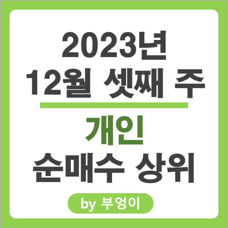 12월 3주 개인 순매수 순매도 상위 주식 DS단석 팬오션 주가