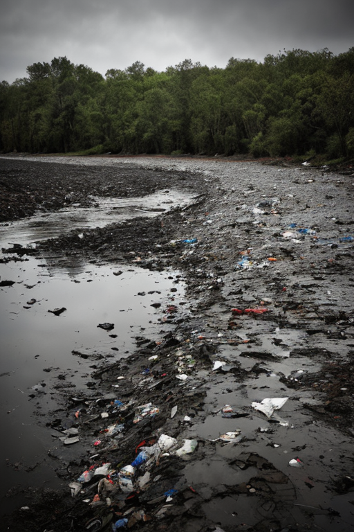 [Ai Greem] 환경 오염 103: 오염된 강, 오염된 물 AI 무료 이미지 및 썸네일