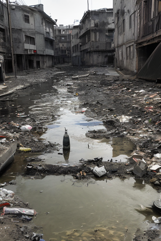[Ai Greem] 환경 오염 110: 폐수로 오염된 물, 강 Ai 무료 이미지 및 일러스트