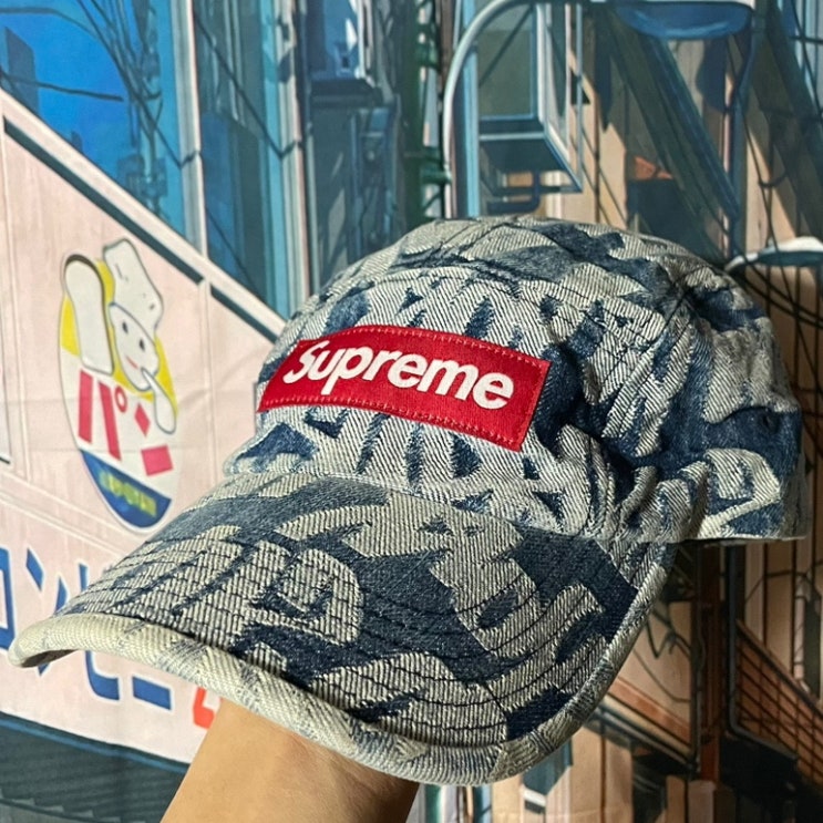 슈프림 (supreme) 22SS 팻 팁 자카드 데님 캠프캡 모자 블루 상세 리뷰