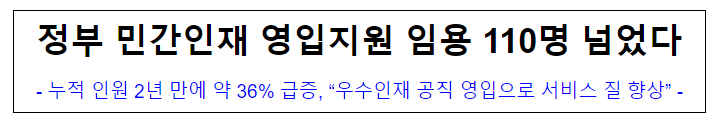 (인재정보담당관) 정부 민간인재 영입지원 임용 110명 넘었다 (인재정보담당관) 정부 민간인재 영입지원 임용 110명 넘었다