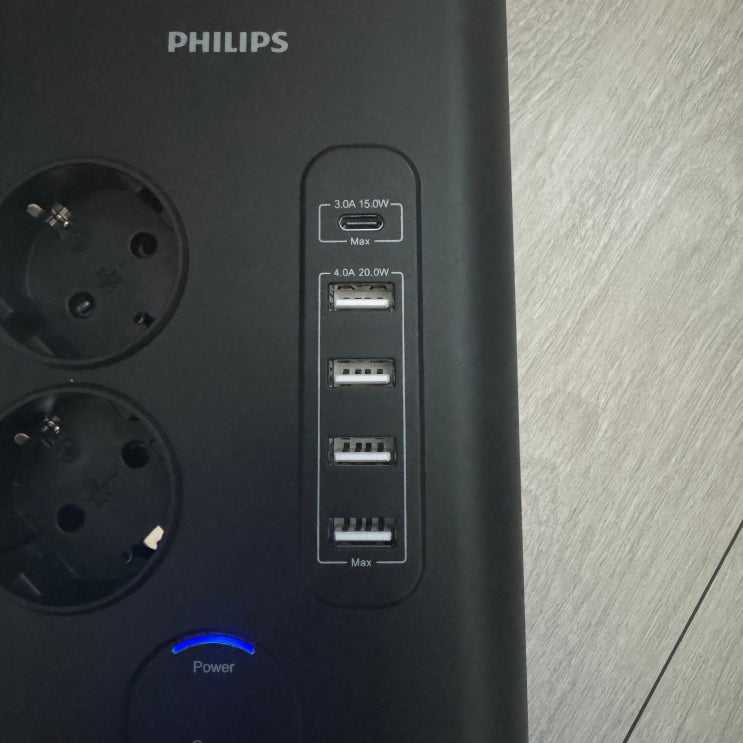 [멀티탭] 필립스 6구 서지 프로텍트 USB 멀티탭 (과부하방지, 2m)