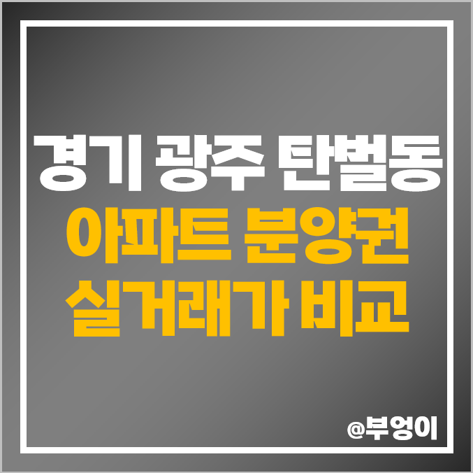 경기 광주 탄벌동 아파트 분양권 매매 가격 두산위브 센트럴파크 서희스타힐스 시세