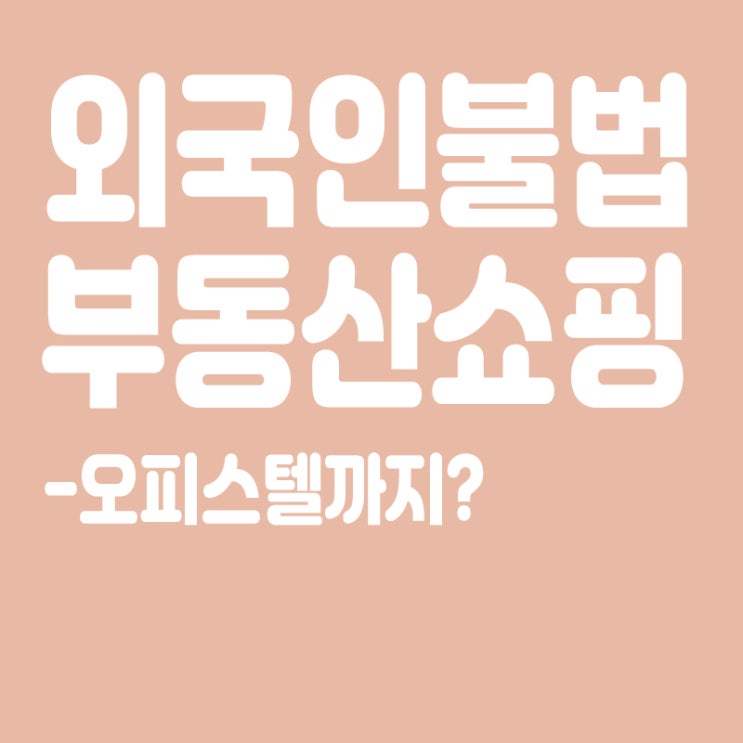  외국인 불법 부동산 쇼핑, 주택 넘어 오피스텔에도 손뻗었다