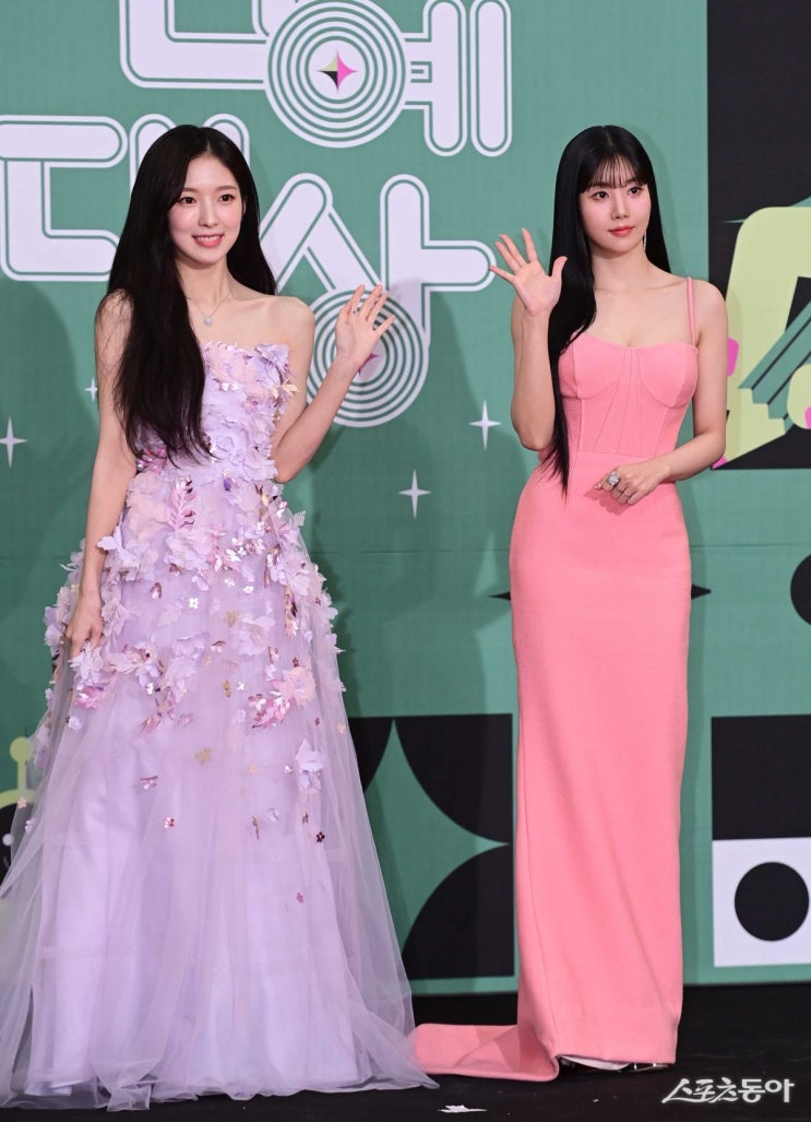 오마이걸 아린-권은비, '2023 KBS 연예대상' 레드카펫 수놓은 '아름다운 모습'에 눈길