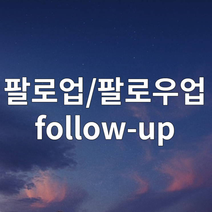  팔로우업 팔로업 follow up 뜻