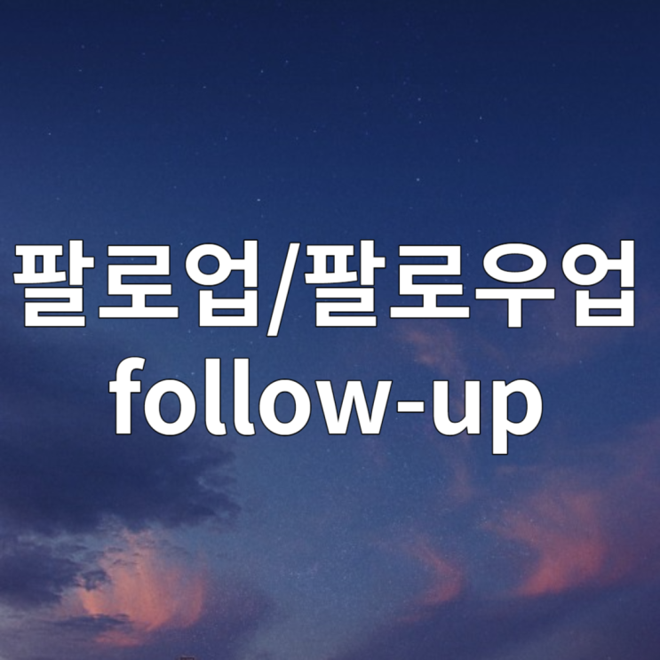 팔로우업 팔로업 follow up 뜻