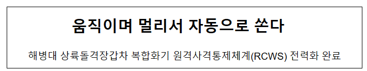 움직이며 멀리서 자동으로 쏜다(해병대 상륙돌격장갑차 복합화기 원격사격통제체계(RCWS) 전력화 완료) 움직이며 멀리서 자동으로 쏜다(해병대 상륙돌격장갑차 복합화기 원격사격통제체계(RCWS) 전력화 완료)