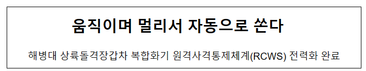 움직이며 멀리서 자동으로 쏜다(해병대 상륙돌격장갑차 복합화기 원격사격통제체계(RCWS) 전력화 완료)