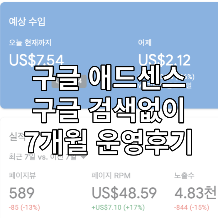  구글 애드센스 운영 7개월 구글검색이 안되는데 수익 얼마나 나올까?