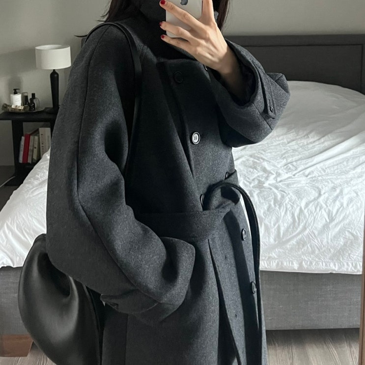  kindersalmon madison double coat darkgray melange (킨더살몬 코트)