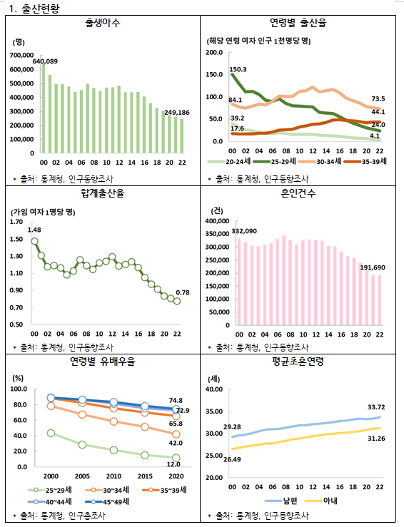 통계청, 저출산 통계지표 주요 지표(안) 공개 통계청, 저출산 통계지표 주요 지표(안) 공개