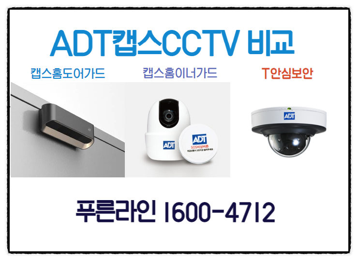 ADT 캡스CCTV 설치 비교: T안심보안 vs 캡스홈도어가드 vs 이너가드