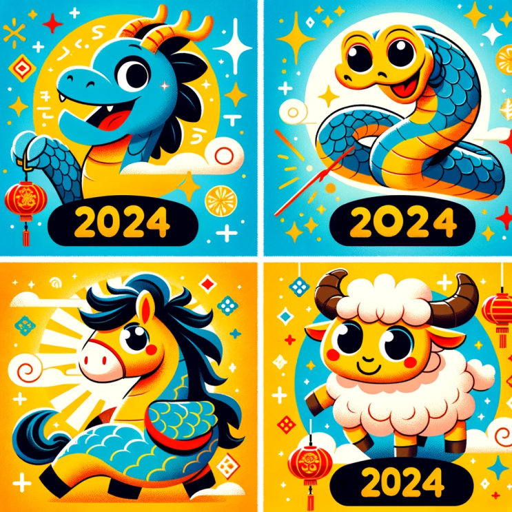  2024년 새해 신년 운세 용띠 뱀띠 말띠 양띠 풀이