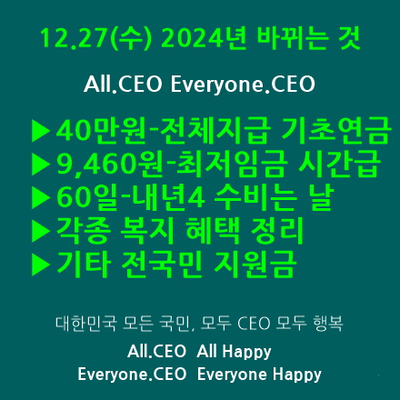 2024년에 바뀌는 것들 - 40만원-전체지급되는 기초연금,  9,460원-최저임금 시간급,  60일-내년4 수비는 날, 기타 전국민 지원금, 각종 복지 혜택 정리 동영상