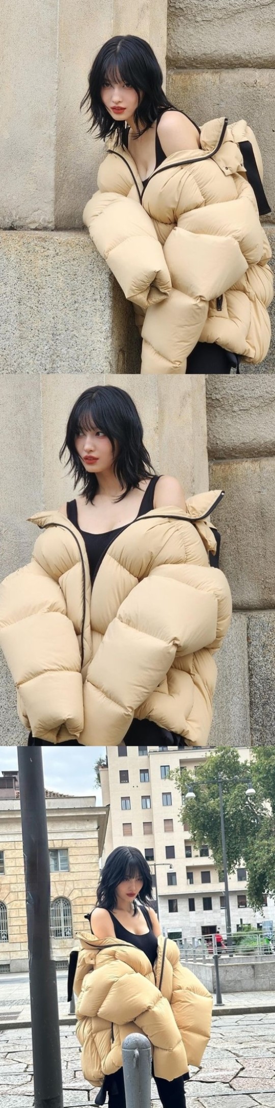 트와이스 모모 겨울에도 핫하네, 패딩도 못 가린 남다른 볼륨감