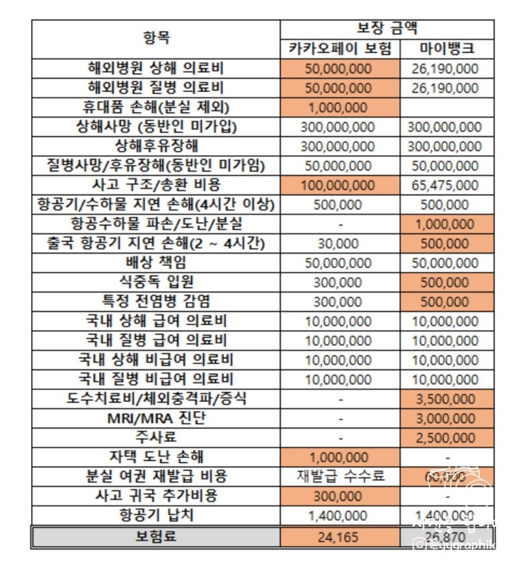  코타키나발루 여행 준비 - 카카오페이 여행자 보험 가입 / 마이뱅크
